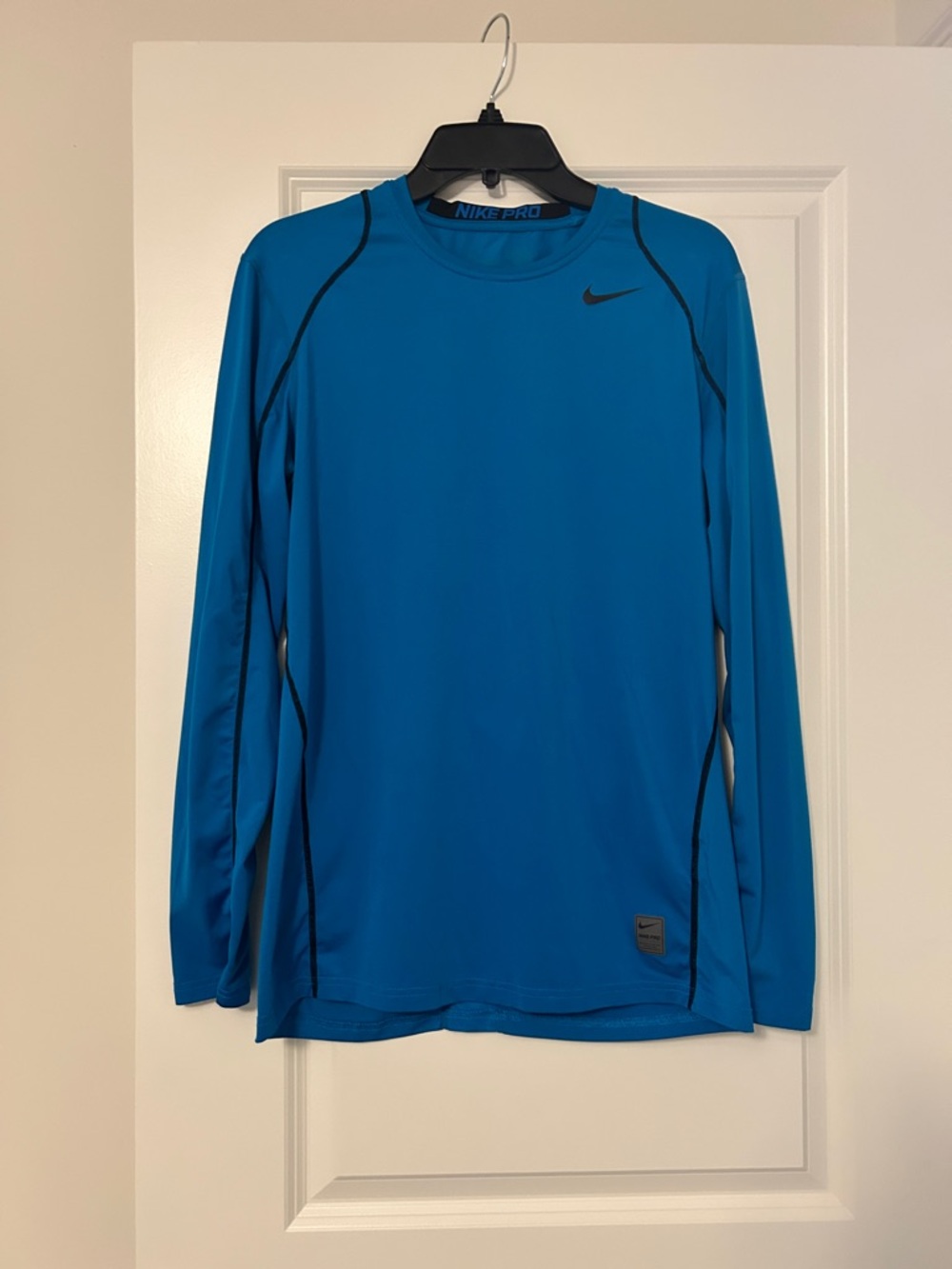 Men’s Nike Pro Dri-Fit Fitted Long Sleeve Performance Top - Blue with Black Trim